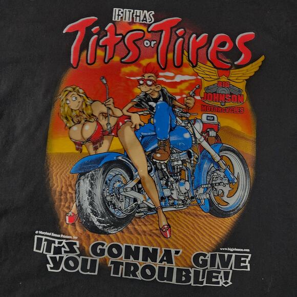 Vintage Big Johnson T-Shirt XXL Biker Tee or Tires Biker Graphic - Picture 7 of 7